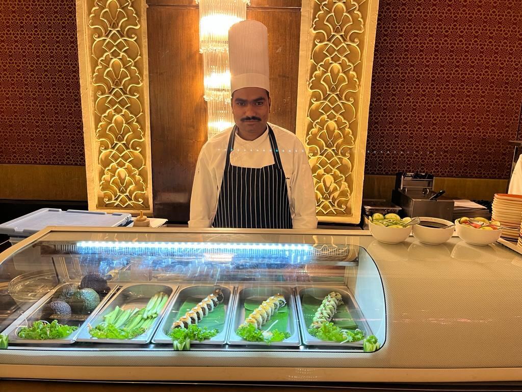 Sushiya chef at Taj Hotel sushi counter